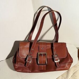 MAXX NEW YORK Satchel Bag Brown Buckle Detail Designer‎ Purse Handbag Designer